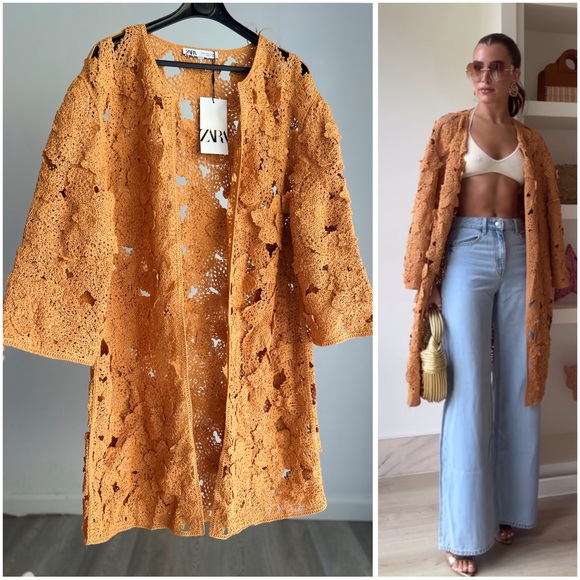 Zara Jackets & Blazers - ZARA MACRAMÉ OPEN COAT